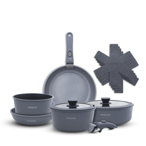 JUEGO DE OLLAS DE CERAMICA CREMA Y GRIS DE 13 PCS NAVAR   COD:15585COD:15585