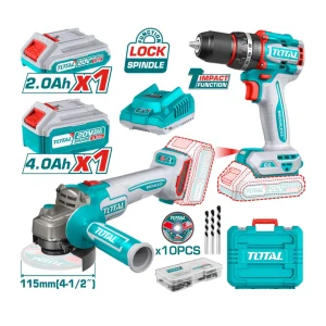 HE/COMBO TALADRO TOTAL 20V + ESMERILADORA 41/2 UTCKLI20273 40005555 COD:15315