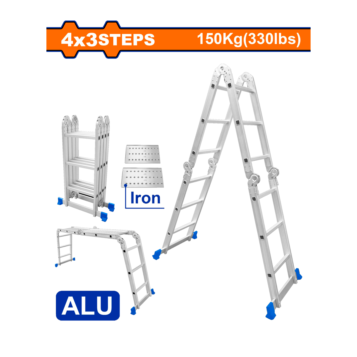 ESALERA DE ALUMINIO WADFOW MULTIFUNCIONAL 4X3 PLATAFORMA WLD7H43 80001678 CODIGO. 15751