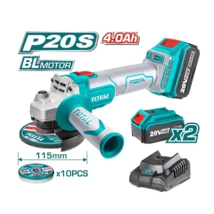 ESMERILADORA ANGULAR TOTAL 4 1/2" BATERIA 20V UTAGLI2011582 40002554 COD:12679