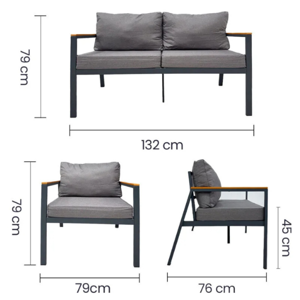 JUEGO DE SALA 2+1+1 MESA TAUKA EX-7186 COD: 16476 - Imagen 2